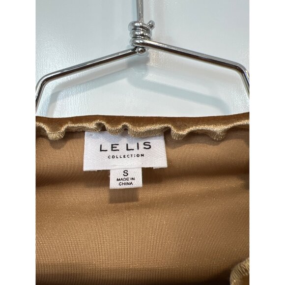 Le Lis Collection Velvet Ruched Tie Front Crop Top Size Small Long Sleeve Gold - Picture 3 of 7